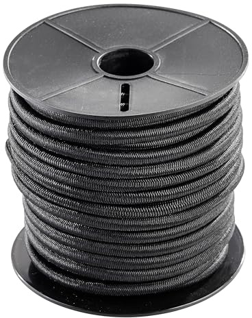 SPRINTIS Expanderseil 6 mm, schwarz, starkes Gummiseil auf 20 m Rolle, vielseitig einsetzbar für Anhängerplanen, Bauzaunbanner und mehr