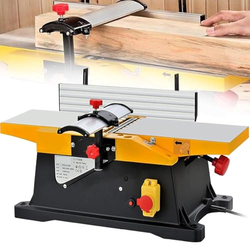 1800W Electric Benchtop Jointer and Planer, 6 Inch Woodworking Tool with Adjustable 0-3MM Cutting Depth for Precision Wood Cutting