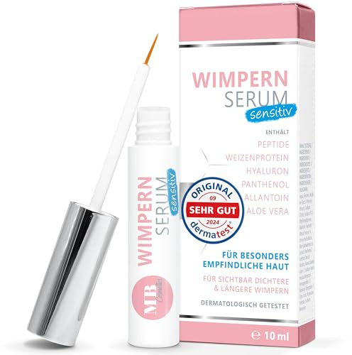 MB Cosmetics Sérum pour cils sensibles sans hormones végétalien 10 ml – Sérum de croissance des cils sans hormones testé cliniquement avec peptides, hyaluron, aloe vera, panthénol et protéines de blé