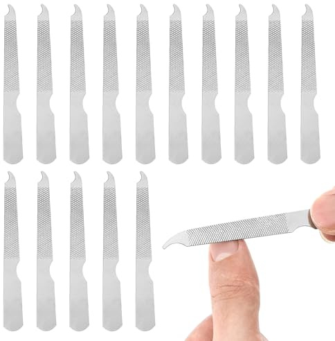 SYEYCW 15 Pcs Metal Nail Files, Stainless Steel Nail File for Natural Nails, Reusable Dual Sided Nails Care for Men and Women, Silver Ergonomic Handle Manicure Tool for Podiatry and Personal Use