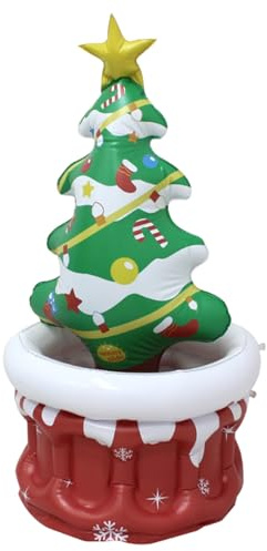 Inflatable Cooler - Christmas Tree Shape Ice Container - Household Beverage Tub | Large Inflatable Drinks Bucket for Beer Soda Wine Cans, Party Cooler Bin for BBQ Restaurant Bar Picnic, Reusab