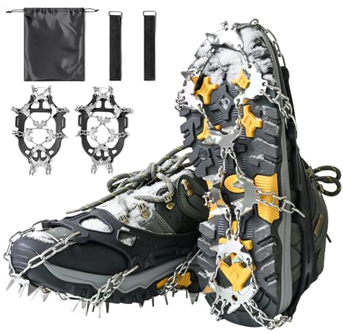 Crampons pour bottes de randonnée, 32 crampons antidérapants en acier inoxydable pour chaussures et bottes, crampons de traction durables pour la marche, le jogging, l'escalade et la randonnée
