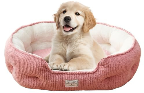 Odot Hundebett für Katzen und Welpen, Warm Fleece Hundekissen Waschbar Katzenbett Haustierbett, Quadratisches Weiche Flauschig Hundesofa mit Rutschfester Unterseite (Rosa,XXL: 80x65cm)