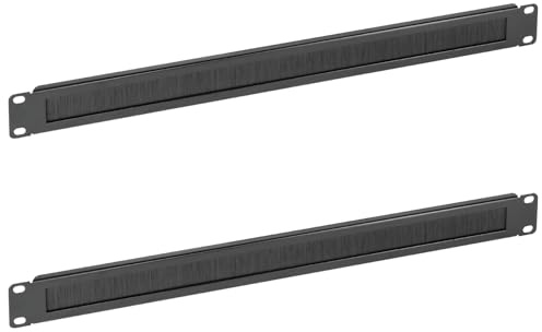 Tecmojo 1U Panel de gestión de Cables para servidores en Rack con Ranura para Cepillo, Placa de Cepillo 1U para Entrada y gestión de Cables, para gabinetes de Red/Servidor/Armario de 19 (Plano, 2)