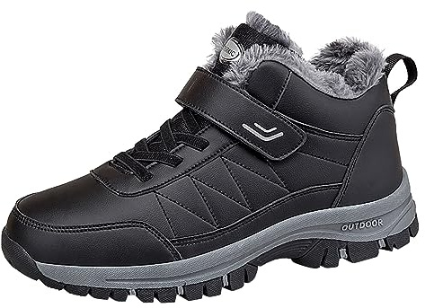 Bottes pour homme et garçon - Bottes courtes - Pour l'extérieur et l'hiver - Bottes de neige chaudes, Noir , 37 EU