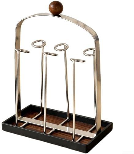 Portabicchieri in acciaio inox, capacità 6 tazze, stile vintage, organizer da cucina, design retrò, base aperta per casa, bar e caffè