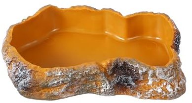 QUARKZMAN Ciotola Per Cibo Per Rettili, Ciotola Per Alimentazione Rettili Angolare In Resina Resistente All'Acqua Per Vermi Per Alimentazione M (7.5 Pollici, Arancione), Progettata.