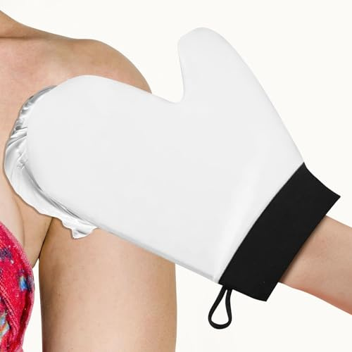 Applicatore Autoabbronzante Muffola in Pelle Artificiale con Protezione | Guanti Abbronzanti Adatto A Donne, Uomini, Padre, Schiena, Viso, Corpo, Pelle E Bellezza