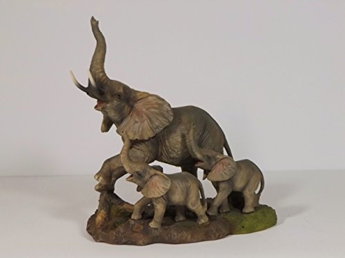 Klp Elefant mit Baby Tierfigur Skulptur Deko Garten Tier Figur Afrika Statue Platte