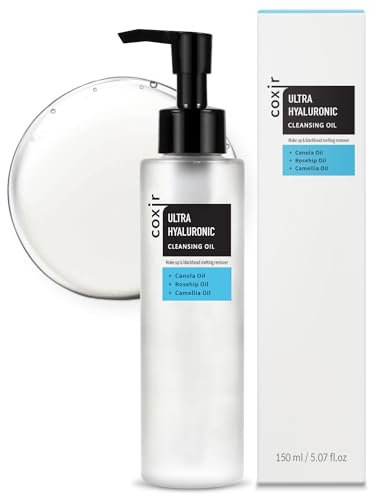 COXIR Ultra-Hyaluronic Cleansing Oil (150 ml / 5.07 fl.oz.) No Parabens A Step Make Up Remover for Deep Cleaning and Deep Hydration
