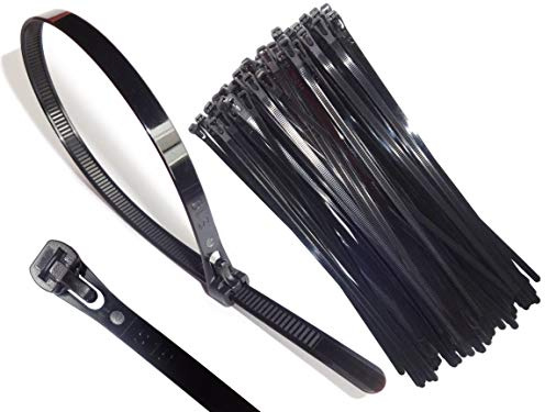 O&W Security Kabelbinder wiederverschließbar 350 x 7,6 mm – 110 Stück, schwarz, wiederverwendbar & wiederlösbar, Nylon (PA), UV-beständig, für Kabelmanagement, Garten, Werkstatt, Innen & Außen