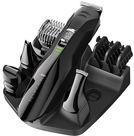Remington All-in-One Grooming Kit Beard Trimmer (4 Attachments, Beard & Hair Comb, Nose & Ear, Detail Trimmer, Mini Foil Shaver, 3 Combs, Stainless Steel Blades, 40-Minute Run Time, Cordless) PG6020