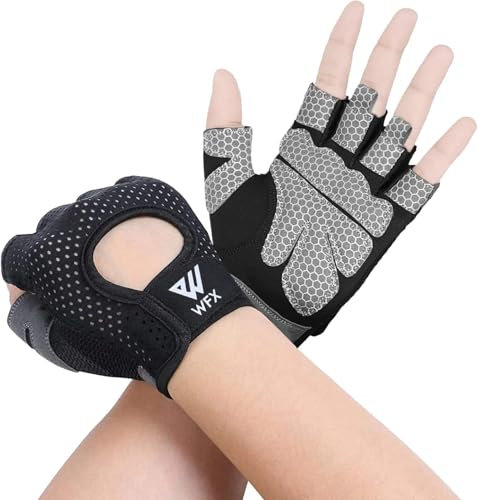 WESTWOOD FOX Fitness Handschuhe Atmungsaktive Trainingshandschuhe für Damen und Herren Gewichtheberhandschuhe Bodybuilding Gym Übung rutschfestes Crossfit Krafttraining (Black, S)