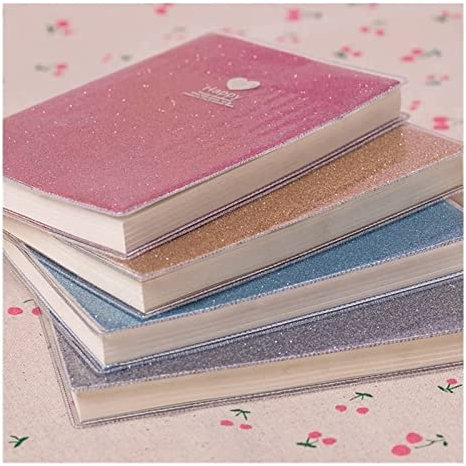 Notizbuch Heft Notizblock A7 Kreativer Notizbuch-Tagebuch Mit PVC-Einband, Glänzend, Cool, Kleiner Persönlicher Zeitplaner, Kleines Buch-Tagebuch Notizbücher Notizheft (Color : D-4PIECE, Size : A7)