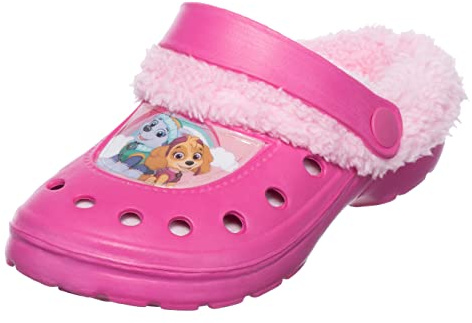 Brandsseller Kinder Clogs Winter Hauschuhe Gartenschuhe Leicht | Warm | Gefüttert | Clogs mit Motiven im Stil von Paw Patrol Pink/Rosa 29/30