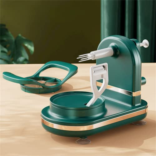 Peeler de manzana Peeler de tomate Peeler de patata pera y otros peladores de frutas, pelador rotatorio Corer con hoja de acero inoxidable (verde oscuro-1)