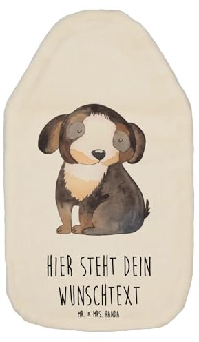 Mr. & Mrs. Panda Personalisierte Wärmflasche Hund Entspannen - Weiß
