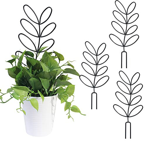 OPUHOHR 3 Pcs Leaf Shape Plant Trellis for Climbing Plants, 12.2 inch Plant Trellis Indoor, DIY Climbing Trellis Flower Pots Supports for Garden Potted Plantfor Flowers Indoor Outdoor