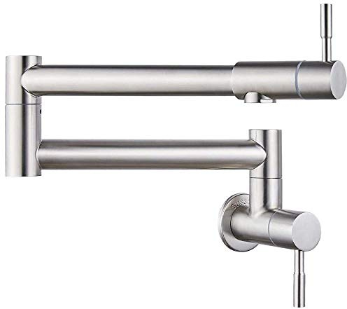 304Acciaio Inox Spazzolato Miscelatore Rubinetti Per Cucina Riempipentole A Muro, Doppia Manopola Calda E Fredda A Scomparsa Multifunzione, Rubinetto Cucina Lavelli Cucina Miscelatore Miscelatore