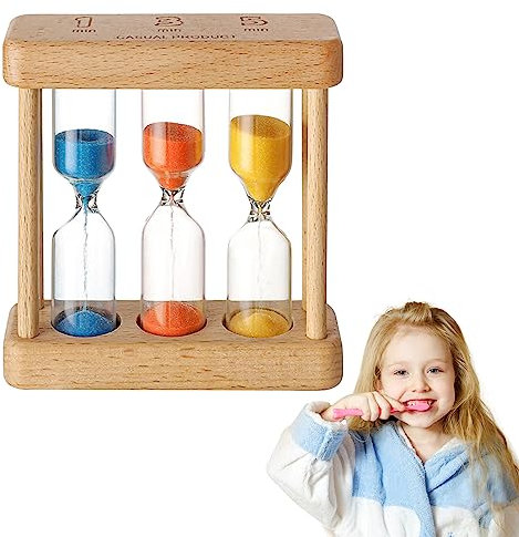 Sand Timer, 3 Colors Hourglass Timer, 1+3+5 Minute Mini Wooden Hourglass Clock, Sand Timers for Kids, Kitchen Cooking Timer, Shower Timer, for Classroom Home Office Decoration