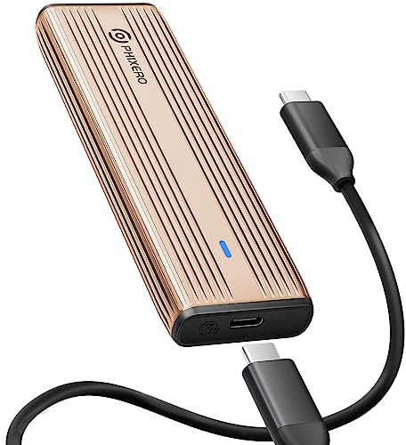 PHIXERO M.2 Nvme Enclosure SSD Enclosure USB NVME SATA Adapter Aluminum Tool-Free USB3.2 Gen2 10Gbps with USB C to C NVME PCIe NGFF SATA M-Key/B&M-Key 2230 /2242/2260/2280(Rose Gold)