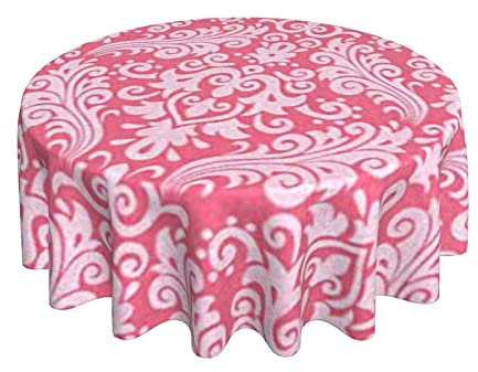 Mantel Cocina Brillo Damasco Medio Rosa Caliente Moderno Cubierta De Mesa Lavable Cubremesa 152Cm para Decoración Hogar Cumpleaños