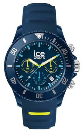 ICE-WATCH - Ice Chrono Blue Lime - Blaue Herren/Unisexuhr mit Plastikarmband - 021426 (Medium)
