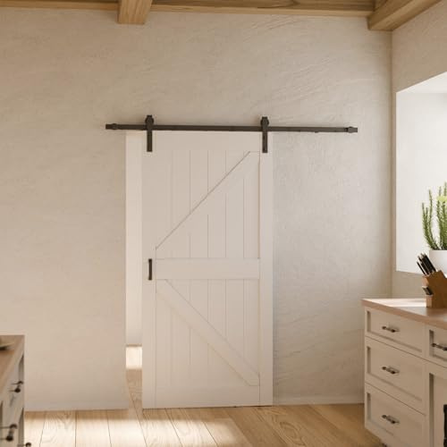 inova Schiebetür Komplettset weiß 1025x2150mm Scheunentor offene Laufschiene schwarz mit Softclose