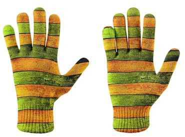 DELIGUO Thermo-Strickhandschuhe – Modische Handschuhe Mit Buntem Streifendruck Für Damen, Outdoor-Radfahren, Laufhandschuhe, Touchscreen, Komprimierte Elastische Damenhandschuhe