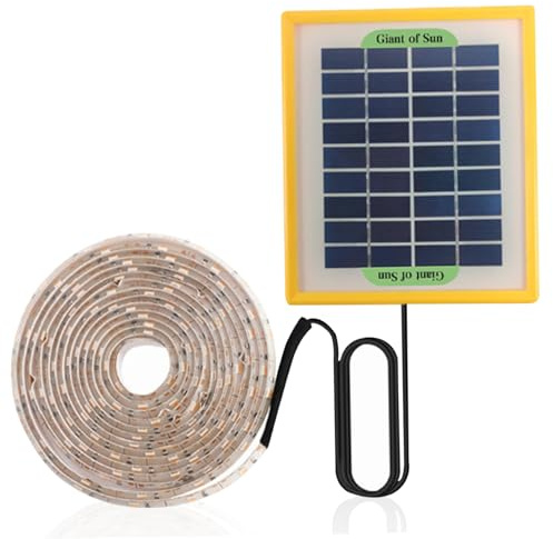 Solar Powered Grow Lights Strip with Solar Panel - Full Spectrum, Fast Heat Dissipation - 16.4ft