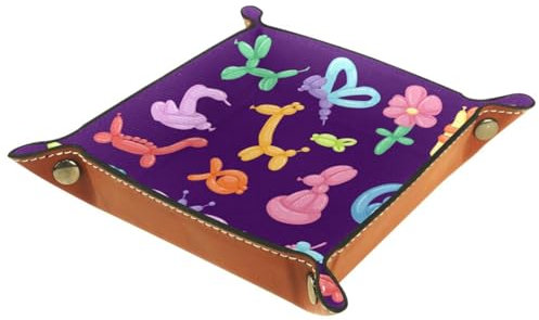 Generic Balloon Animals Dickes PU-Leder Valet Catchall Organizer, faltbare Roll-Aufbewahrungsbox für Schmuck, Schlüssel und mehr, snh-001