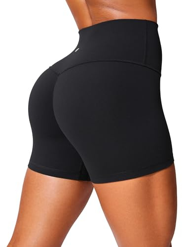 CRZ YOGA Femmes Butterlift Short Qui Soulève Les Fesses 10cm/15cm - Pas de Coutures Devant Taille Haute Yoga Noir 38