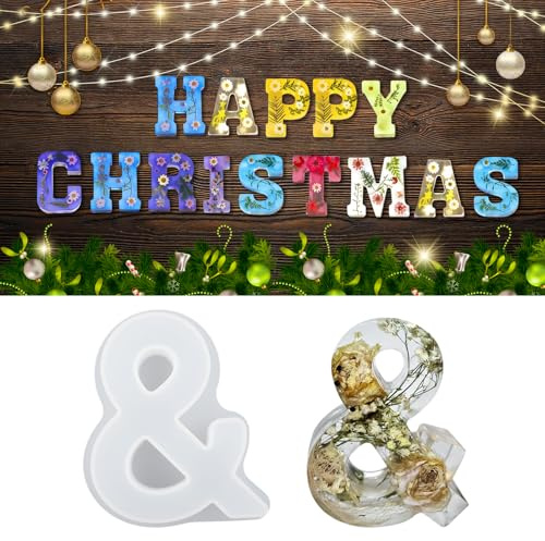WIKIMO Silikonform & Buchstaben Groß, 18 cm/7 inch Epoxidharz Formen für 3D-Alphabet Notation, Silikonform GießForm für Geburtstag Hochzeit Party Weihnachten Kunst Basteln Ornamente（&）