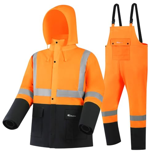 Rain Suits for Men Waterproof Rain Jacket Coat Pants Heavy Duty Women Fishing Rain Gear Workwear(Orange,Medium)