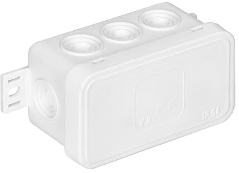 Miratic Scatola Derivazione Esterna IP54 Scatola Elettrica 80x45x41mm - 8 Pressacavi di Gomma Cassetta Elettrica Esterna Montaggio in Superficie (bianco)