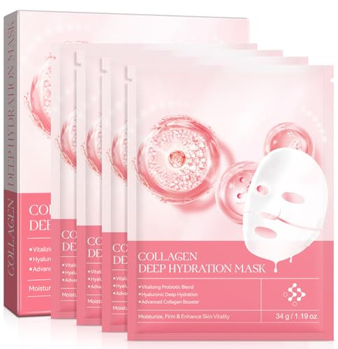 Maschera Collagene Viso Bio Collagen Real Deep Mask Idratazione Intensa, Pelle Compatta, Luminosità Istantanea per Ogni Pelle (Pink)