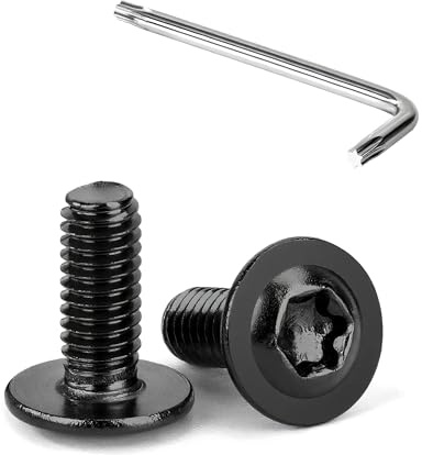 Tunejoy Viti a Testa Bombata Torx Nero con Flangia M4 x 10 mm Vite a Testa Esagonale Bulloni in Acciaio Inox A2 V2A Viti a Brugola con Chiavi a T20 Filettatura Completa 20 Pezzi