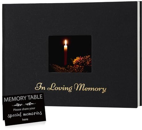 XKDOUS Funeral Guest Book Linen Hardcover Guestbook Keepsake Sign in Book