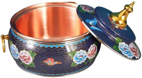 Vecchia pentola calda, pentola calda cinese di ram Pentola in rame Cloisonne Pentola da pranzo self-service singola Pentola smaltata for una persona Fornello a induzione for uso domestico Piccola pent