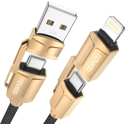 RAVIAD Multi USB Kabel Universal Ladekabel[2M]Nylon Schnell 4 in 1 Mehrfach | Ladekabel 60W PD mit USB C/A auf Lightning, USB C/A auf Typ C für iPhone,Android Galaxy,Huawei
