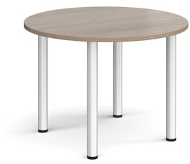 Mr Office Circular radial leg meeting table - chrome legs, Barcelona Walnut, 1000