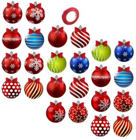 Levemolo 24blätter Teiliges Weihnachtskugeln Ribbon Festliche Deko Für Christbaum Fenster Hängende Ornamente Für Weihnachtsfeier Neujahr Stilvolle Xmas-Dekoration