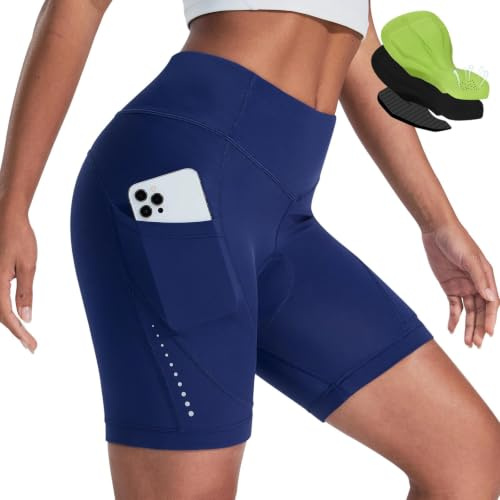Nepest Radlerhose Damen Gepolstert 4D, Rennrad Hose Kurz, Atmungsaktiv | Radlerhose Damen, 4D Polster, 4-Wege-Stretch, Atmungsaktiv, Profi-Radhose, Tasche, Cycling Shorts Women, UPF 50+, Radsport
