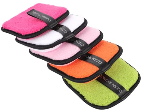 PACKOVE 5 Stück Wiederverwendbare Make Up Entferner Pads Sanfte Reinigungsschwämme für Gesichtsreinigung für Tägliche Anwendung und Reisen für Hauttypen Geeignet Zufällige