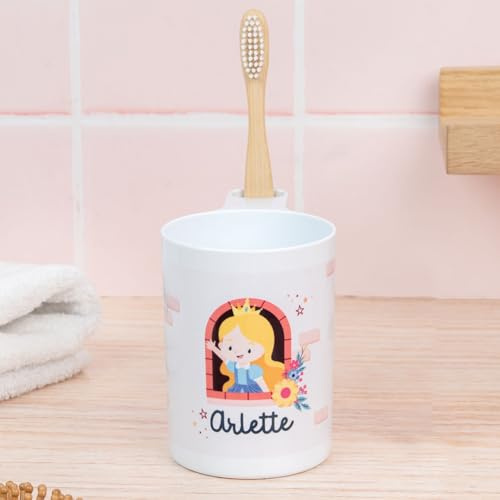 Wanapix | Gobelet pour Brosse à Dents Personnalisé | Gobelet en Plastique pour Salle de Bain | Hygiénique et Durable | Princesse