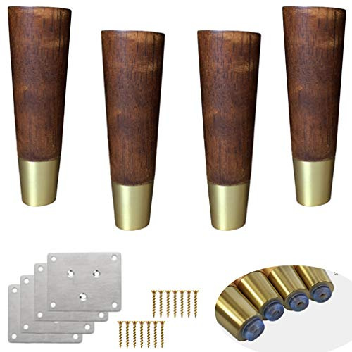 Gambe per divano in legno massello, piedini di ricambio in legno di gomma, per armadi, letti e tavolini, finitura noce scuro