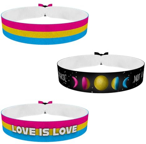 Druck-Palast LGBTQ Pansexual Stoffband – Satin-Band – Wasserfest & langlebig – Pride Armband – Unisex Modeaccessoire – Geschenk für LGBTQ – Handgemachtes Band – Symbol für Vielfalt