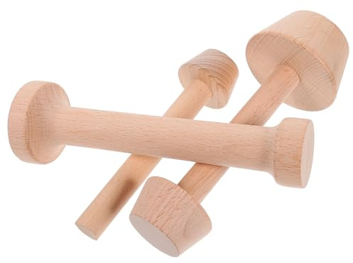 Homoyoyo Juego 3 Apisonadores de Tarta de Huevo de Madera Doble Extremo, Moldes para Tartaletas (grande, Mediano y Pequeño), Utensilios Repostería para Cocina y Horneado Casero