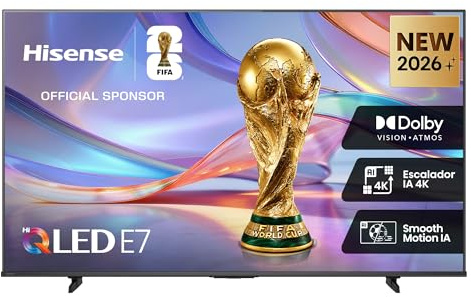 Hisense 75E7S - QLED Smart TV 75 Pulgadas,Hi-QLED Color, Dolby Vision.Atmos, Escalador IA 4K, Smooth Motion IA, Modo Juego Plus, Dolby Vision IQ, HDR10+Adaptive