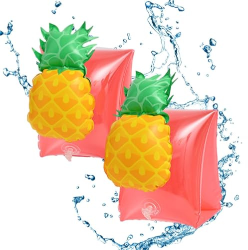 Säkra barn simvingar för pool 2 stycken uppblåsbara ananas | Simvingar och poolflottar för nybörjare, pojkar, flickor, utomhus, flod, sjö, resor, camping, sommarfest